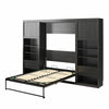 Paramount Full Murphy Bed Bundle with 2 Bedside Bookcase Cabinets & Slide-Out Nightstands - Black Oak - Full