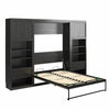 Paramount Full Murphy Bed Bundle with 2 Bedside Bookcase Cabinets & Slide-Out Nightstands - Black Oak - Full