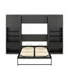 Paramount Full Murphy Bed Bundle with 2 Bedside Bookcase Cabinets & Slide-Out Nightstands - Black Oak - Full