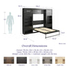 Paramount Full Murphy Bed Bundle with 2 Bedside Bookcase Cabinets & Slide-Out Nightstands - Black Oak - Full