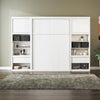 Paramount Full Murphy Bed Bundle with 2 Bedside Bookcase Cabinets & Slide-Out Nightstands - Ivory Oak - Full