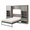 Paramount Full Murphy Bed Bundle with 2 Bedside Bookcase Cabinets & Slide-Out Nightstands - Gray Oak - Full