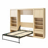 Paramount Full Murphy Bed Bundle with 2 Bedside Bookcase Cabinets & Slide-Out Nightstands - Monterey Oak - Full