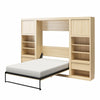 Paramount Full Murphy Bed Bundle with 2 Bedside Bookcase Cabinets & Slide-Out Nightstands - Monterey Oak - Full