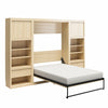 Paramount Full Murphy Bed Bundle with 2 Bedside Bookcase Cabinets & Slide-Out Nightstands - Monterey Oak - Full