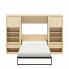 Paramount Full Murphy Bed Bundle with 2 Bedside Bookcase Cabinets & Slide-Out Nightstands - Monterey Oak - Full