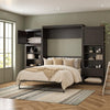 Paramount Full Murphy Bed Bundle with 2 Bedside Bookcase Cabinets & Slide-Out Nightstands - Espresso - Full