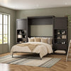 Paramount Full Murphy Bed Bundle with 2 Bedside Bookcase Cabinets & Slide-Out Nightstands - Espresso - Full