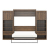 Signature Sleep Paramount Queen Murphy Bed Bundle, 2 Bedside Bookcase Cabinets & Slide-Out Nightstands - Columbia Walnut - Queen