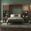 Signature Sleep Paramount Queen Murphy Bed Bundle, 2 Bedside Bookcase Cabinets & Slide-Out Nightstands - Columbia Walnut - Queen