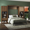 Signature Sleep Paramount Queen Murphy Bed Bundle, 2 Bedside Bookcase Cabinets & Slide-Out Nightstands - Columbia Walnut - Queen