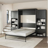 Signature Sleep Paramount Queen Murphy Bed Bundle, 2 Bedside Bookcase Cabinets & Slide-Out Nightstands - Black Oak - Queen