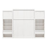 Signature Sleep Paramount Queen Murphy Bed Bundle, 2 Bedside Bookcase Cabinets & Slide-Out Nightstands - Ivory Oak - Queen