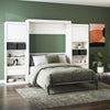 Signature Sleep Paramount Queen Murphy Bed Bundle, 2 Bedside Bookcase Cabinets & Slide-Out Nightstands - Ivory Oak - Queen