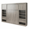 Signature Sleep Paramount Queen Murphy Bed Bundle, 2 Bedside Bookcase Cabinets & Slide-Out Nightstands - Gray Oak - Queen