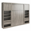 Signature Sleep Paramount Queen Murphy Bed Bundle, 2 Bedside Bookcase Cabinets & Slide-Out Nightstands - Gray Oak - Queen