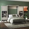 Signature Sleep Paramount Queen Murphy Bed Bundle, 2 Bedside Bookcase Cabinets & Slide-Out Nightstands - Gray Oak - Queen