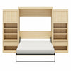 Signature Sleep Paramount Queen Murphy Bed Bundle, 2 Bedside Bookcase Cabinets & Slide-Out Nightstands - Monterey Oak - Queen