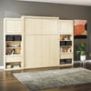 Signature Sleep Paramount Queen Murphy Bed Bundle, 2 Bedside Bookcase Cabinets & Slide-Out Nightstands - Monterey Oak - Queen