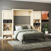 Signature Sleep Paramount Queen Murphy Bed Bundle, 2 Bedside Bookcase Cabinets & Slide-Out Nightstands - Monterey Oak - Queen