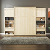 Signature Sleep Paramount Queen Murphy Bed Bundle, 2 Bedside Bookcase Cabinets & Slide-Out Nightstands - Monterey Oak - Queen