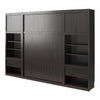 Signature Sleep Paramount Queen Murphy Bed Bundle, 2 Bedside Bookcase Cabinets & Slide-Out Nightstands - Espresso - Queen