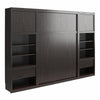 Signature Sleep Paramount Queen Murphy Bed Bundle, 2 Bedside Bookcase Cabinets & Slide-Out Nightstands - Espresso - Queen