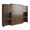 Signature Sleep Paramount Queen Murphy Bed Bundle with 2 Vanity/Desk Storage Cabinets with Drawers - Columbia Walnut - Queen