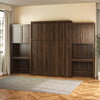 Signature Sleep Paramount Queen Murphy Bed Bundle with 2 Vanity/Desk Storage Cabinets with Drawers - Columbia Walnut - Queen