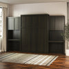 Signature Sleep Paramount Queen Murphy Bed Bundle with 2 Vanity/Desk Storage Cabinets with Drawers - Espresso - Queen