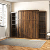 Signature Sleep Paramount Queen Murphy Bed Bundle with 2 Open Storage Side Cabinets - Columbia Walnut - Queen