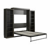 Signature Sleep Paramount Queen Murphy Bed Bundle with 2 Open Storage Side Cabinets - Espresso - Queen