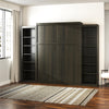 Signature Sleep Paramount Queen Murphy Bed Bundle with 2 Open Storage Side Cabinets - Espresso - Queen