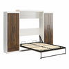 Signature Sleep Pinnacle Queen Murphy Bed Bundle with 2 Wardrobe Side Cabinets - Columbia Walnut - Queen