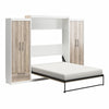 Signature Sleep Pinnacle Queen Murphy Bed Bundle with 2 Wardrobe Side Cabinets - Gray Oak - Queen