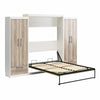 Signature Sleep Pinnacle Queen Murphy Bed Bundle with 2 Wardrobe Side Cabinets - Gray Oak - Queen