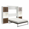 Signature Sleep Pinnacle Queen Murphy Bed Bundle with 2 Side Cabinets & Touch Sensor LED Lighting - Columbia Walnut - Queen