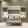 Signature Sleep Pinnacle Queen Murphy Bed Bundle with 2 Side Cabinets & Touch Sensor LED Lighting - Columbia Walnut - Queen