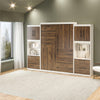 Signature Sleep Pinnacle Queen Murphy Bed Bundle with 2 Side Cabinets & Touch Sensor LED Lighting - Columbia Walnut - Queen