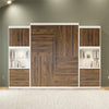 Signature Sleep Pinnacle Queen Murphy Bed Bundle with 2 Side Cabinets & Touch Sensor LED Lighting - Columbia Walnut - Queen