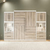 Signature Sleep Pinnacle Queen Murphy Bed Bundle with 2 Side Cabinets & Touch Sensor LED Lighting - Gray Oak - Queen