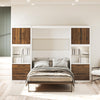 Signature Sleep Pinnacle Full Murphy Bed Bundle with 2 Side Cabinets & Touch Sensor LED Lighting - Columbia Walnut - Full