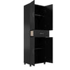 Lory Storage Cabinet with Drawer, Black - Black