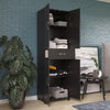 Lory Storage Cabinet with Drawer, Black - Black