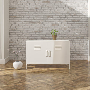 Mission District 2 Door Metal Locker Accent Cabinet - White