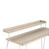 Haven L Desk with Riser, Natural/White - Natural/White