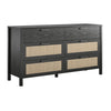 Wimberly 6-Drawer Dresser with Faux Rattan - Black Oak