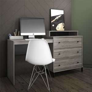 Kalissa Dresser / Desk Combo with Wireless Charger, Gray Oak with Black - Gray Oak